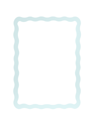 Rectangular mirror with wavy light blue frame and silver accents