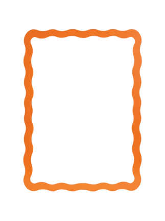 Rectangular mirror with wavy orange frame