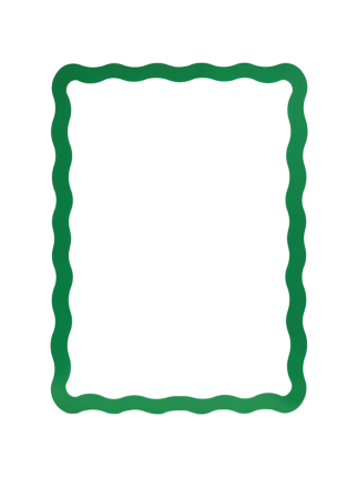 Green decorative frame with wavy edges and blank white center
