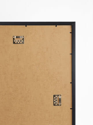 Back of Versailles silver picture frame with hanging brackets and black edge
