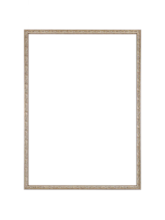 Rectangular wall mirror with a slim ornate gold frame