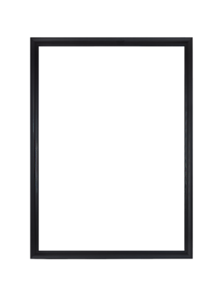 Black rectangular picture frame with glass and white mat board