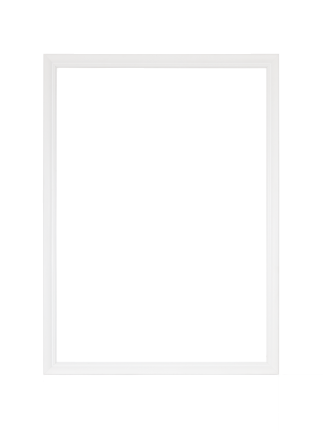 White picture frame with wide profiled border and mount, front view