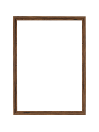 Rectangular wall mirror with brown wooden frame