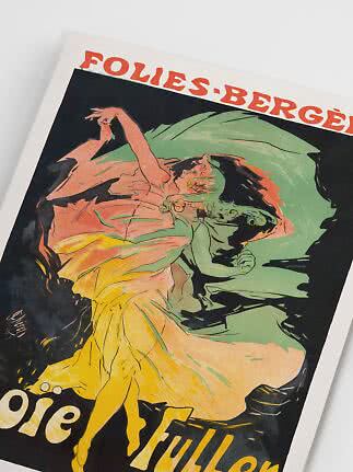 Vintage teaterplakat med dansende kvinde i gul kjole på mørk baggrund