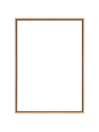 Simple rectangular light wood picture frame on a white background