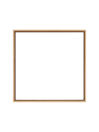 Semplice cornice quadrata in legno chiaro su sfondo bianco