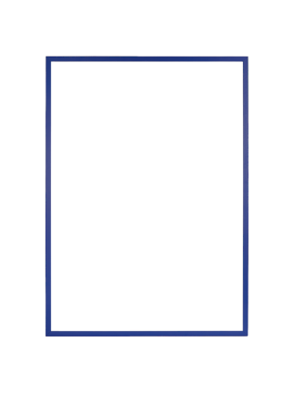 Rectangular mirror with blue frame and beveled corners