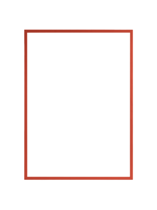 Rectangular mirror with red frame on a light background