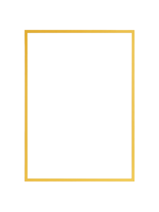 Rectangular wall mirror with gold-colored frame, front view on black background