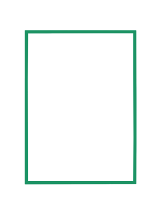 White tall cabinet with green frame, front view