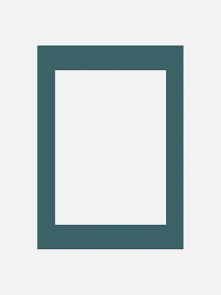 Dark teal rectangular mat frame with a large white center