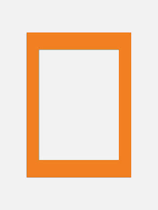 Orange mat board with rectangular cutout on a light background