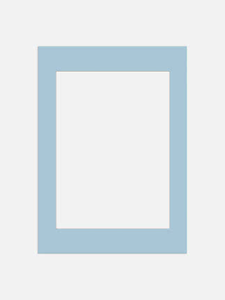 Light blue rectangular picture frame with wide border and white center
