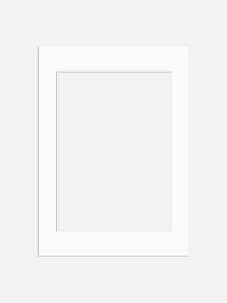 White mat board frame for photo or poster on a light background