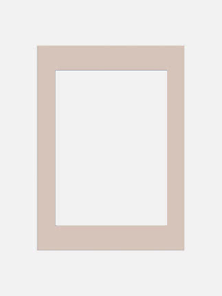 Beige mat board with rectangular opening on white background