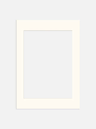 Simple cream-colored mat frame with rectangular opening on a light gray background