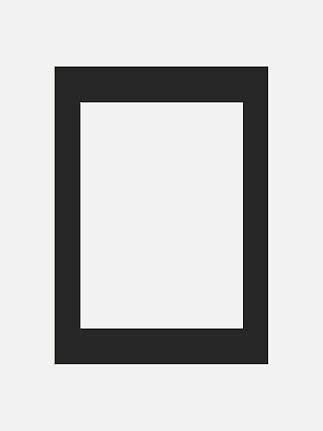 Black rectangular picture frame with wide border on a light background
