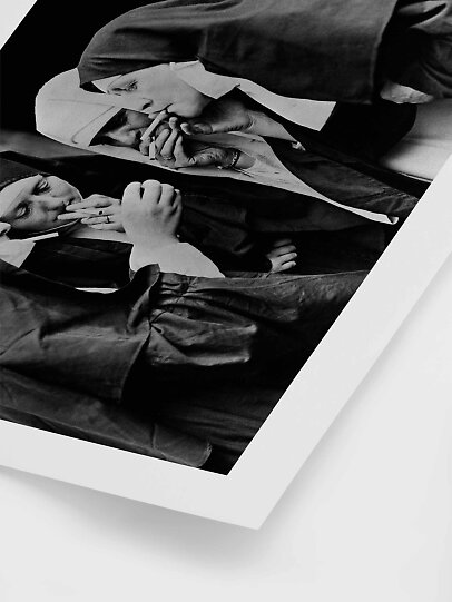 nuns smoking cigarettes Black and white poster – Smoking Nuns