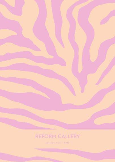 Affiche abstraite à rayures ondulées style zèbre en rose et pêche, Reform Gallery Edition No.4