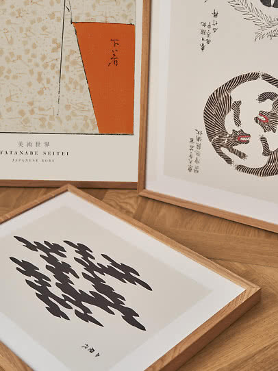 Abstract poster – Woodblock Print Black by Taguchi Tomoki