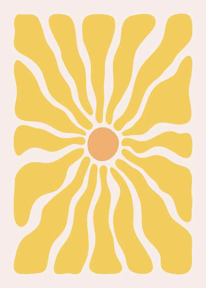 Abstract yellow flower with orange center on light background