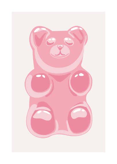 Figura di orsetto rosa con superficie lucida su sfondo chiaro