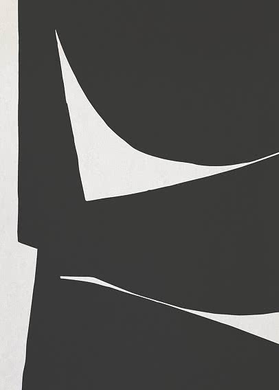 Abstraktes schwarz-weißes Poster mit organisch geschwungenen Formen