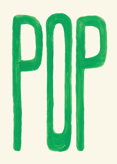 Abstract artwork with green hand-painted shapes on a light background