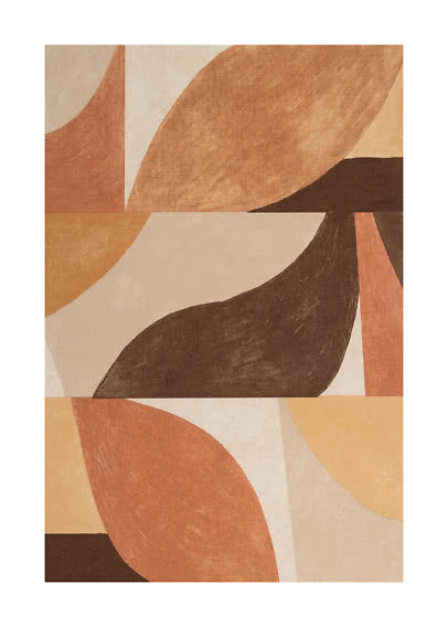 Abstraktes Poster mit geschwungenen Formen in Beige, Terrakotta, Braun und Ocker