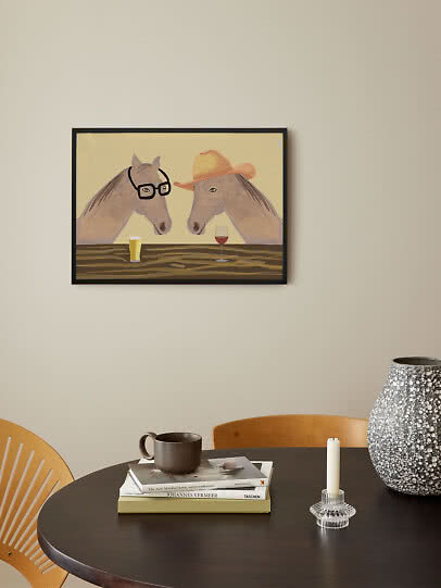 Humorous animal poster – Happy Hour Horses | Postery