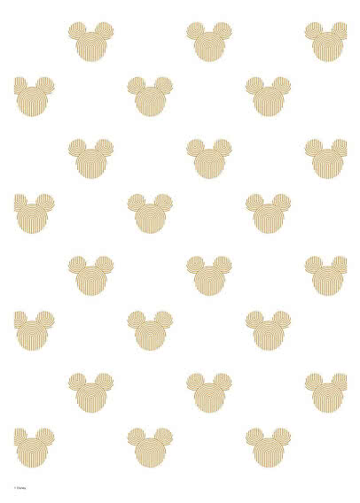Weißer Hintergrund mit wiederholtem goldfarbenem Mickey-Mouse-Muster