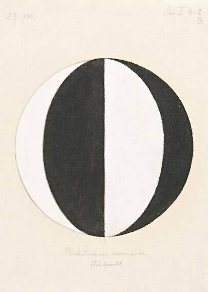 Abstract drawing of a sphere with black and white vertical sections on a light background
