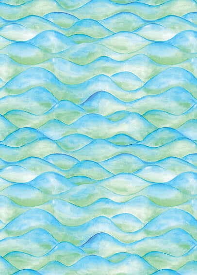Abstract watercolor pattern of soft waves in blue and light green tones