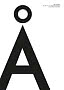 Black and white poster with a large letter Å and small explanatory text at the top right