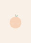 Minimalist illustration of a peach with a cute face on a light beige background