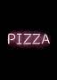 Rosa Neonschild mit dem Schriftzug PIZZA auf schwarzem Hintergrund