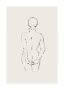 Minimalist line drawing of a nude woman from behind on a beige background