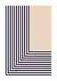 Design astratto beige con strisce blu scuro in un motivo geometrico a gradini