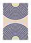 Abstract pattern with dark blue concentric arches on a beige background