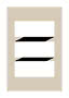 Affiche géométrique abstraite avec trois barres blanches et formes noires diagonales sur fond beige