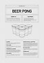 Schwarz-weißes Poster mit Beer-Pong-Regeln, Textfeldern und Illustration von sechs Plastikbechern.
