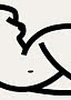 Abstract black line drawing of a face in profile on a light background