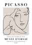 Poster Picasso con disegno minimalista a linea di un volto e una colomba, Musée d'Orsay
