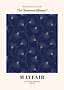 Poster with dark blue Art Nouveau floral pattern and text Mayfair, City of Westminster London