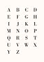Póster con alfabeto A-Z en letras negras con serif sobre fondo beige claro