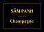 Etichetta nera con bordo dorato e scritte “SÂM PANH” e “Champagne” in oro