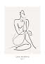 Minimalistisk linjeteckning av sittande kvinna på beige poster med texten "Life Drawing Figure. 3"