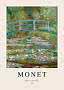 Poster featuring Monet’s painting of a green bridge over a lily pond, surrounded by lush foliage.
