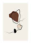 Abstract minimalist print with black line drawing and organic brown, beige and black shapes